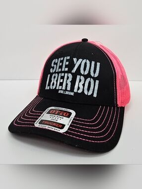 Avril Lavigne "SEE YOU L8ER BOI" Snapback Trucker Hat, Pink & Black By OTTO Five